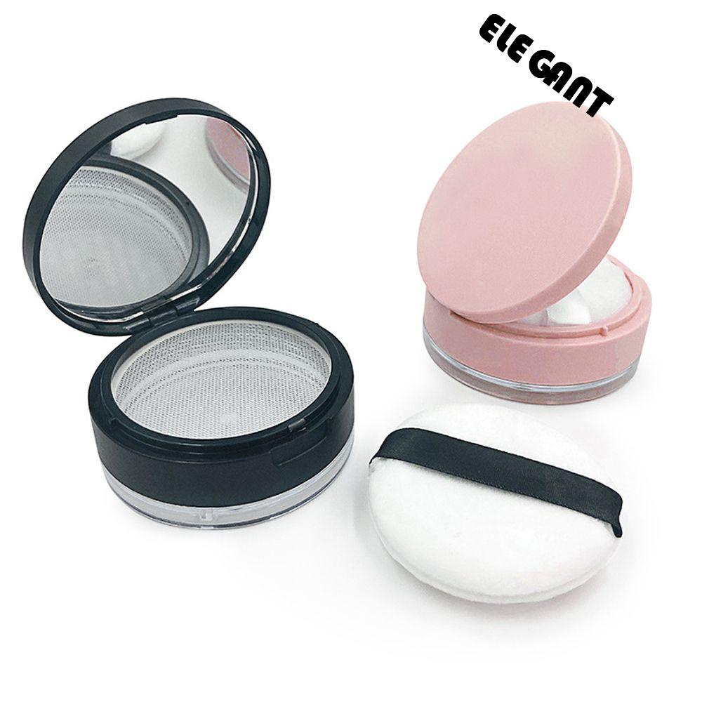 【 ELEGANT 】 Loose Powder Pot Excellent Compact Clear Powdery Cake Box Sifter Round Packing Container Mirror With Puff Travel Makeup Jar