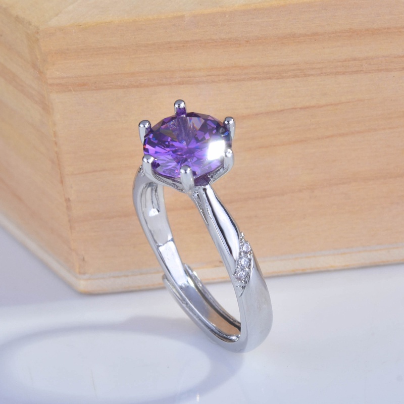 Fashion Perempuan Geometri Cincin Bertatahkan Persegi Bulat Cubic Zirconia Indah Adjustable Wanita Pernikahan Pertunangan Perhiasan