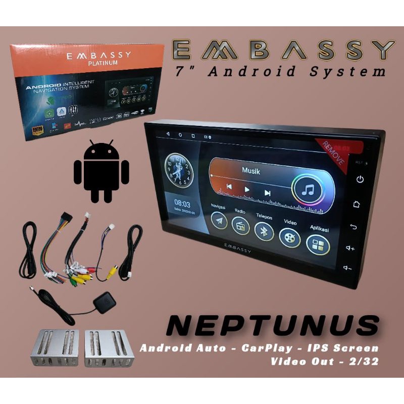 Head Unit Android Embassy 7/9/10 Inch Ram 2GB / Rom 32GB