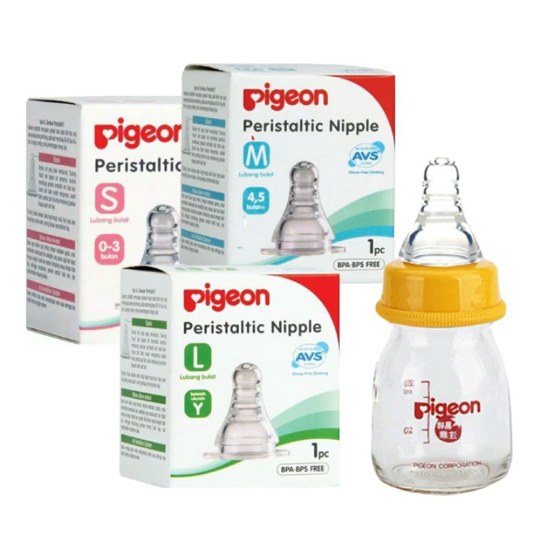 PIGEON Silicone Nipple Size S, M, L (0-6 Bulan) Dot Silicon Nipple Bayi Toples Niple (Ecer)