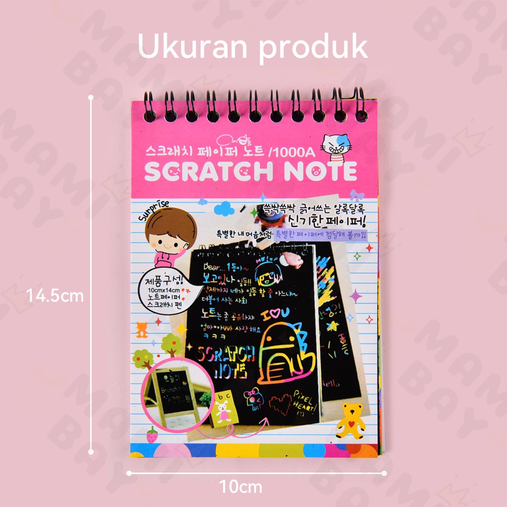 Mamibayi Scratch Note Buku Magic Warna/Mainan Black Cardboard edukasi