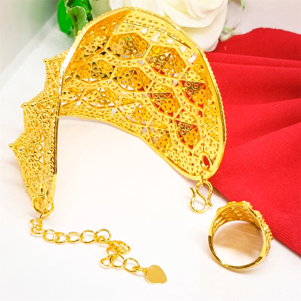 Gelang kendari Gelang Tangan Xuping Terbaru Dubai Perhiasan lapis Emas 24k Wanita Motif Bangle
