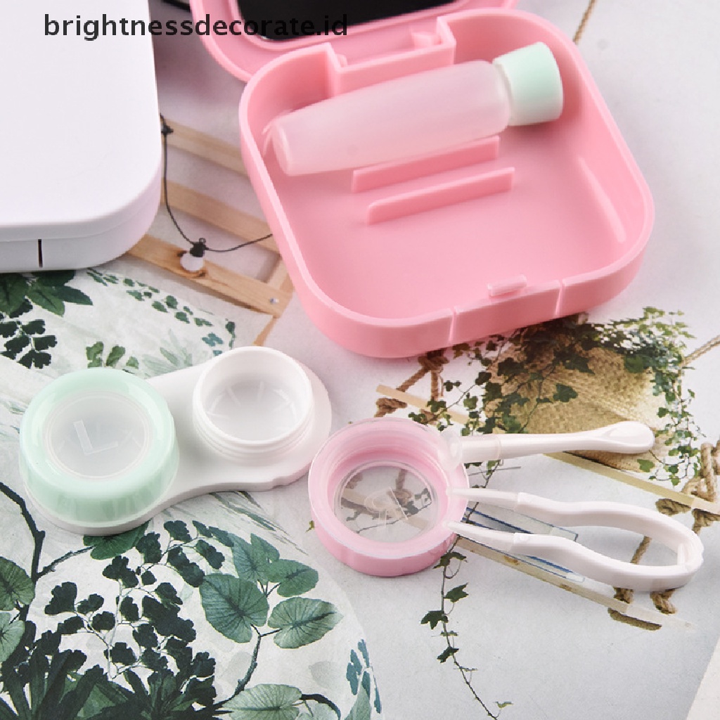 [Birth] Pocket Portable Contact Lens Case Beauty Pupil Kotak Penyimpanan Dengan Cermin Travel [ID]