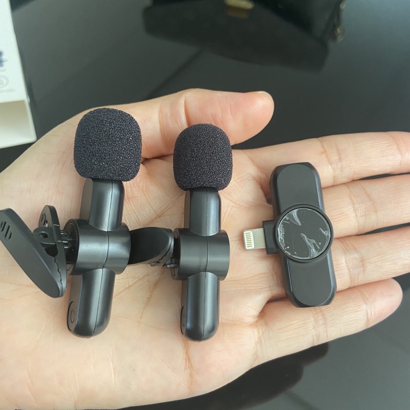 microphone wireless clip on lavalier taffstudio untuk iphone ipad lightning 2 mic