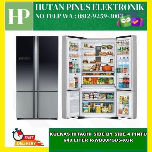 KULKAS SIDE BY SIDE 4 PINTU HITACHI R-WB80PGD5-XGR / RWB80PGD5-XGR