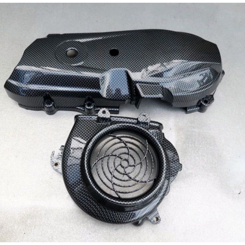 COVER TUTUP CVT PLUS TUTUP KIPAS CARBON HITAM THAILAND MOTOR BEAT KARBU/SCOOPY KARBU  2009-2012