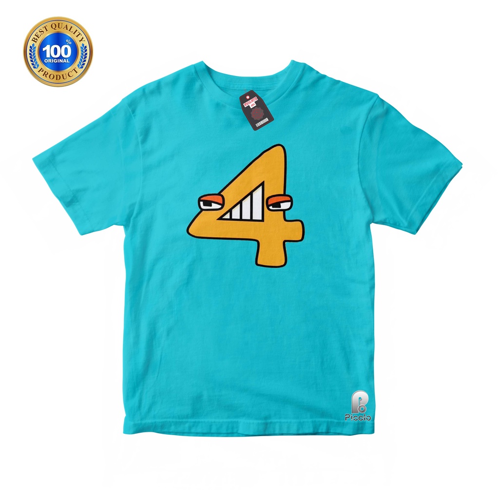 BAJU ANAK KAOS ATASAN ANAK MOTIF NUMBER 4 LORE  UNISEX Bahan COTTUN (FREE NAMA)