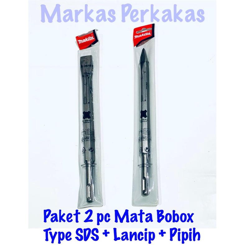 PAKET Makita Chisel / Mata Bobok SDS Plus Pipih / Flat & Lancip 250 mm