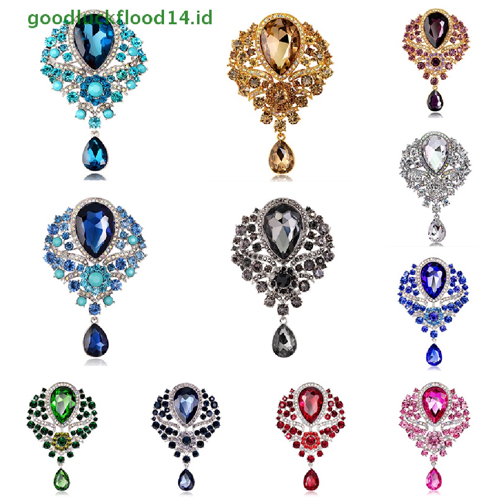 [GOOGFOUR] Bros Tetesan Air Kristal Besar Untuk Wanita Vintage Fashion Pendant Style Pins [TOP]