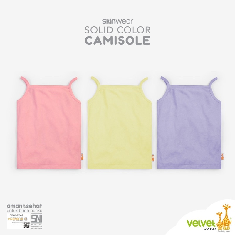 VELVET JUNIOR SOLID COLOR CAMISOLE - SINGLET TANKTOP ANAK PEREMPUAN