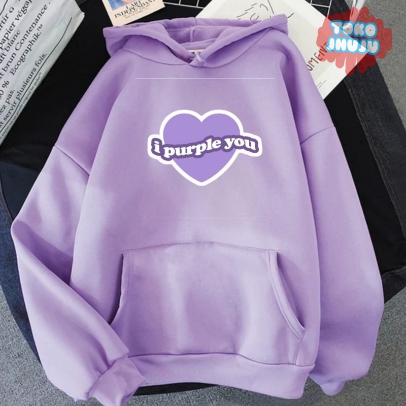 Hoodie Jumper Dewasa I Purple You Hati Ungu besar