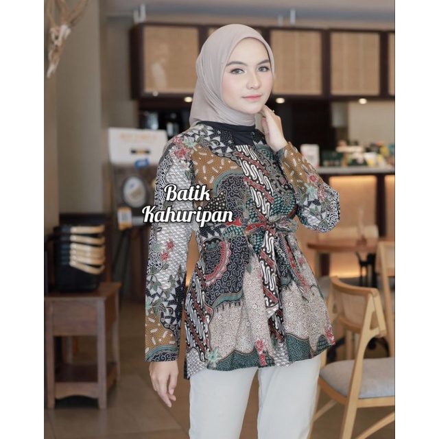 Batik wanita modern Atasan batik wanita lengan panjang Blouse batik