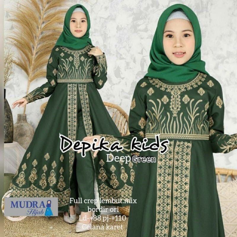 Set Depika Kids Baju Gamis Anak Perempuan Setcel Anak Muslim Baju Gamis Model Setelan Celana Kekinia