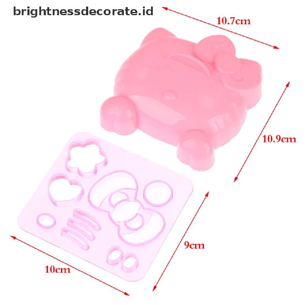 [Birth] 1set Kartun KT Bentuk Kucing Silikon Rice Ball Mold Bento Emboss Molds DIY Tool [ID]