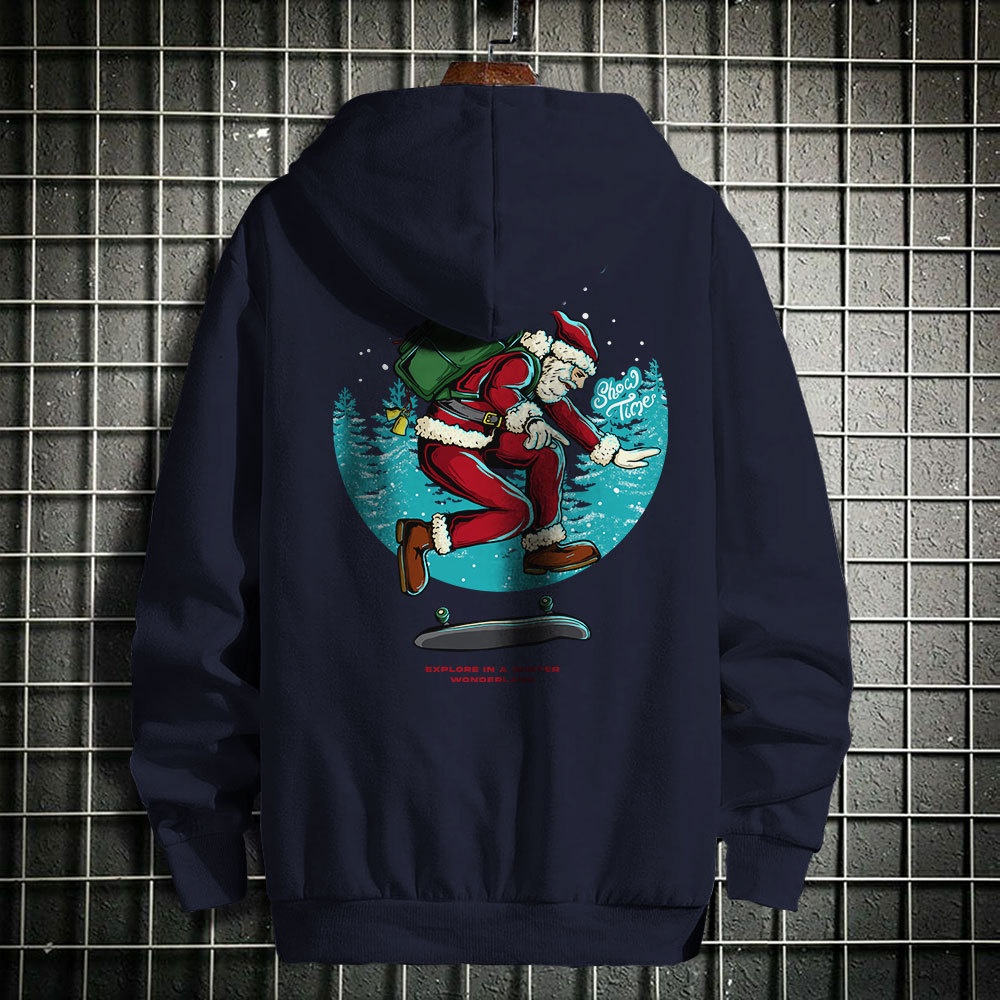 HIPNOP Hoodie SANTA SKATE Hoodie Premium outerwear Pria Unisex Cowok