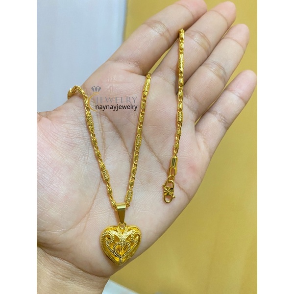 Kalung bambu 3 suku love ukir 60cm / warna dan lapis emas 24k