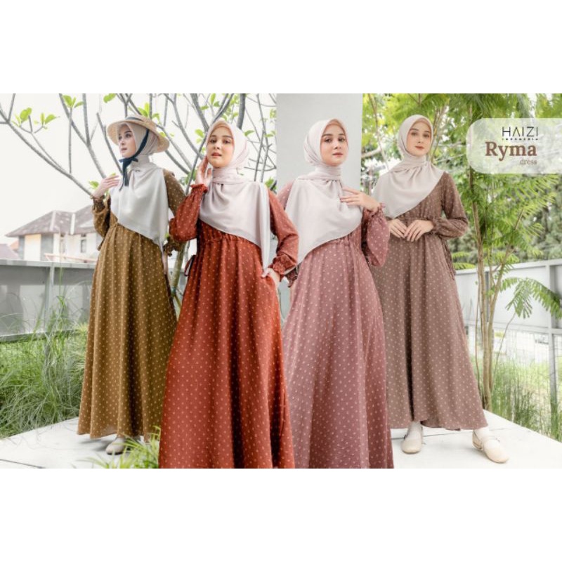 Gamis Haizi - Ryma Dress Motif Cantik cringkle