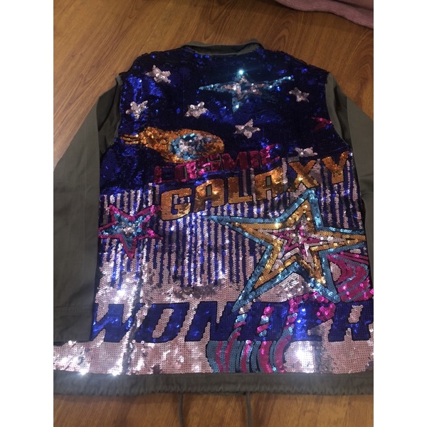 coat jaket jacket mantel bershka cosmic galaxy cybercore borci sequins