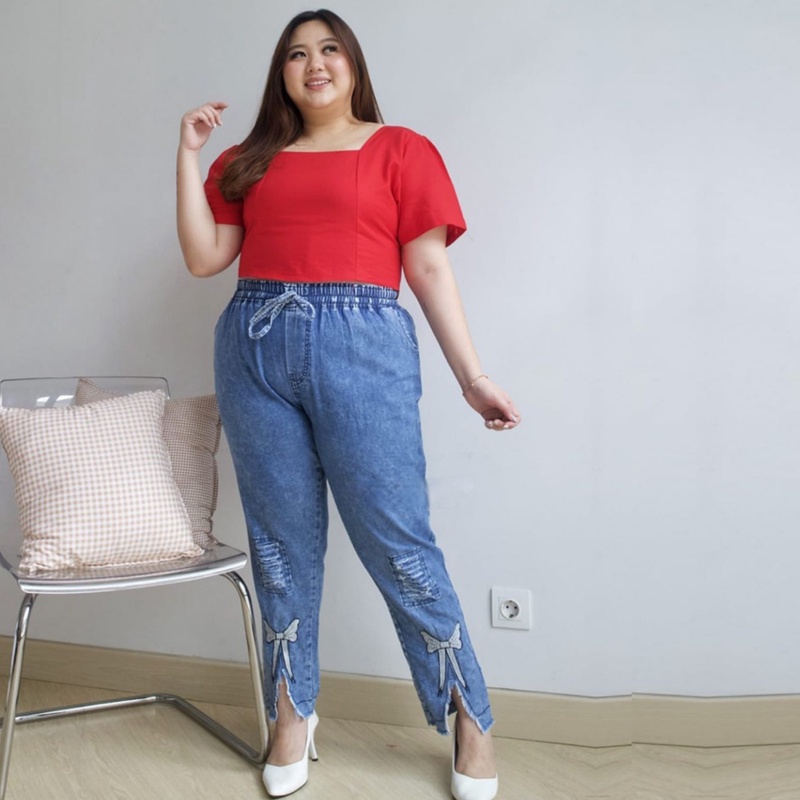 AFAREEN - Acha Jumbo Pants Celana Jeans Kulot Boyfriend Jumbo Baggy Jeans Bordil Pita BB 50-100 Kg