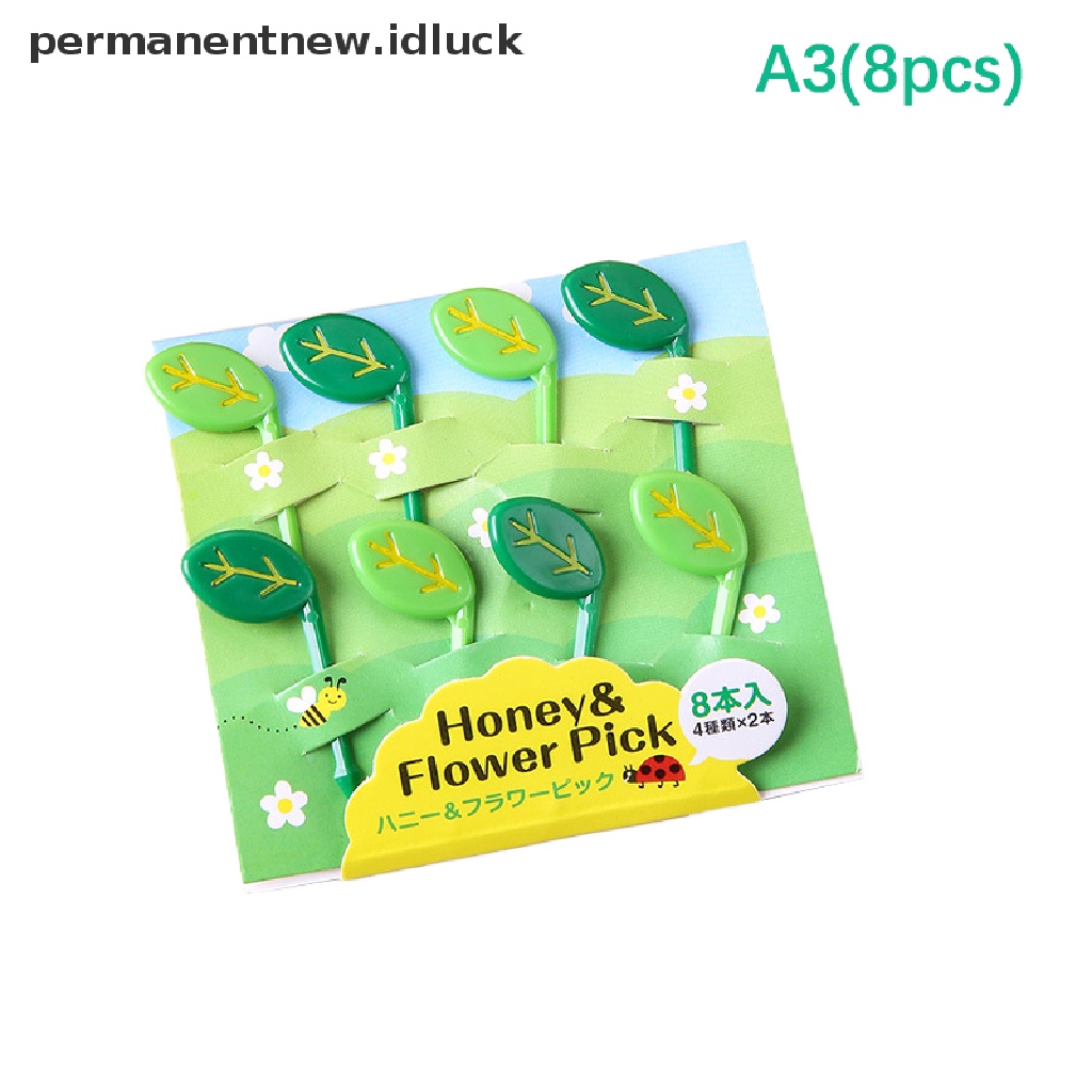 [luckypermanentnew] 8/12pcs Garpu Buah Mini Kartun Snack Dessert Kue Dekorasi Hewan Food Picks [ID]