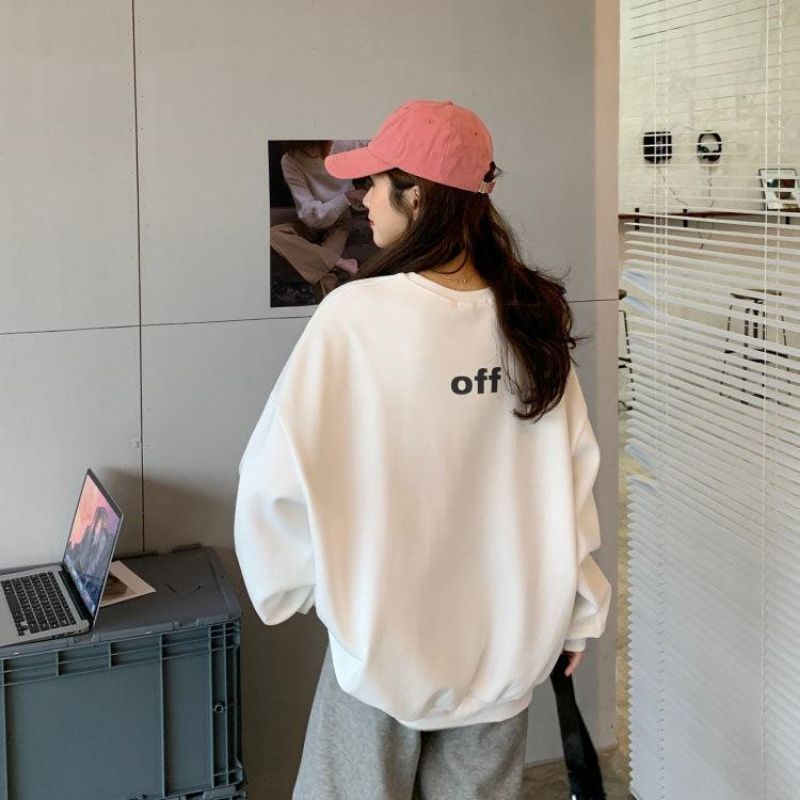 Sweater BIG SIZE ON OFF SIMPLE (S - 6XL) Crewneck Oversized Ulzzang Sweatshirts Korean Fashion Wanita Pria Oversize Harajuku Oblong S M L XL 2XL 3XL 4XL 5XL 6XL mocca beige krem coklat khaki Putih