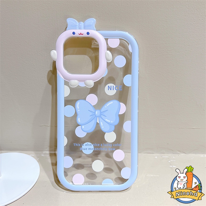 IPHONE Casing Kompatibel Untuk Iphone14 13 12 11 Pro Max X Xr Xs Max7 8 6 6s Plus Se2020Manis Keren Gadis Gelombang Dot Ikatan Simpul Casing Ponsel Lensa Penuh Perlindungan Jatuh Soft Case Cover Pelindung