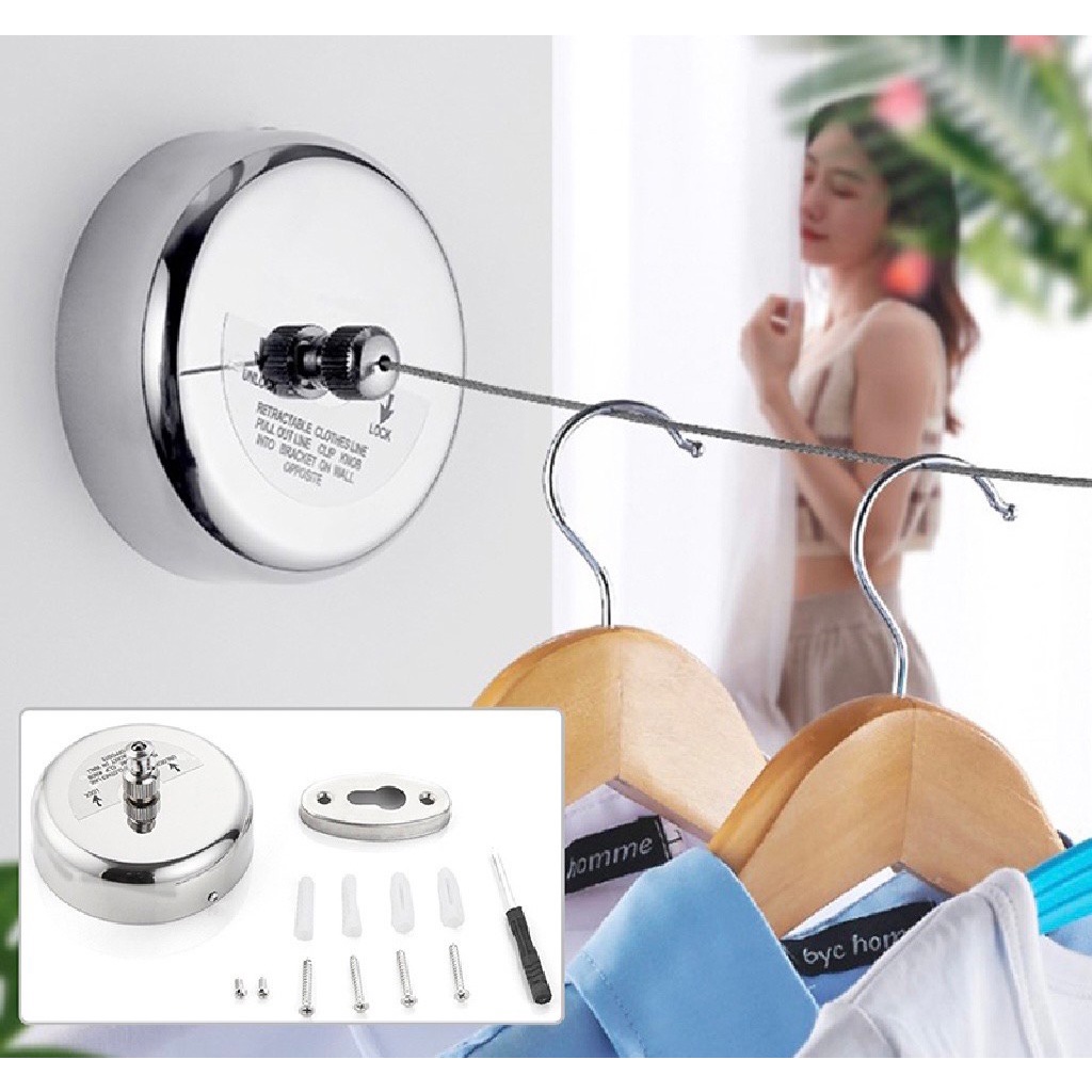 Tali jemuran portable stainless -gantungan baju handuk jemuran clothesline multi fungsi