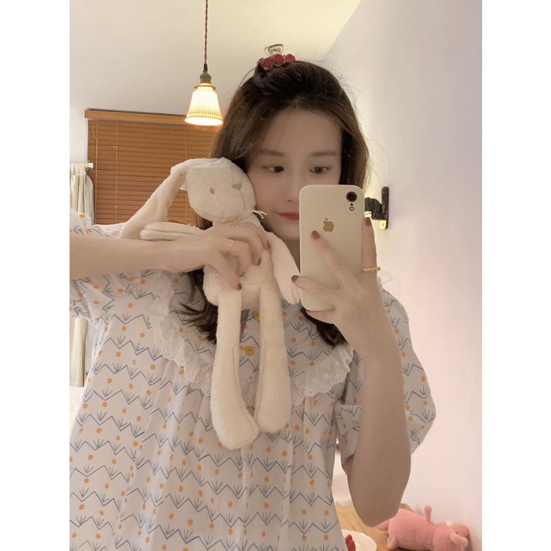Boneka leher piyama manis wanita musim panas 2022 renda renda renda bunga Prancis baru memakai set00