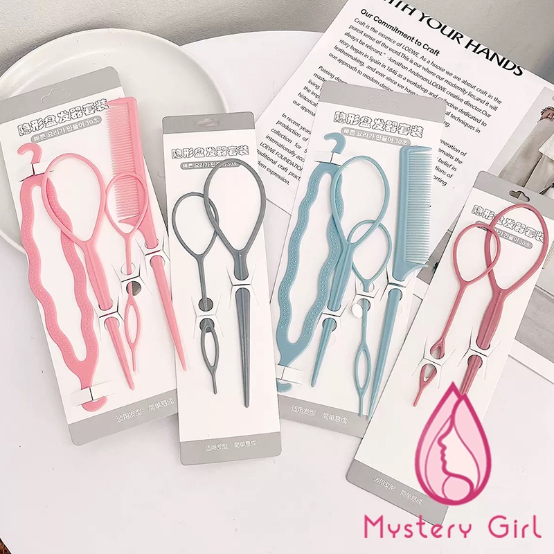 Mysterygirl - Hiasan rambut / Set Alat Styling Rambut Kepang / 1 paket Alat Sanggul Rambut / Set Sisir dan Style Rambut Salon