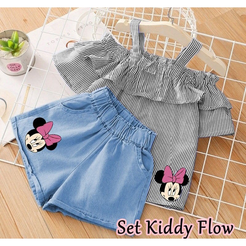 Baju Set Kiddy Kids Baju Anak Perempuan Usia 3-4 Tahun (katun) MS