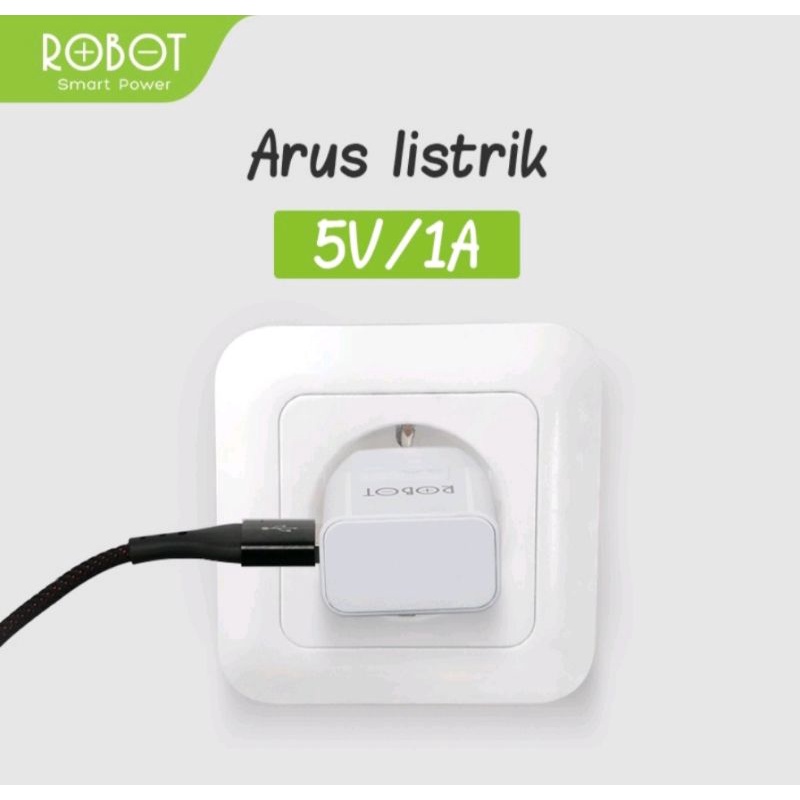 Adaptor charger batok charger ROBOT RT-K4 single output 1A | 1 toples isi 35pcs
