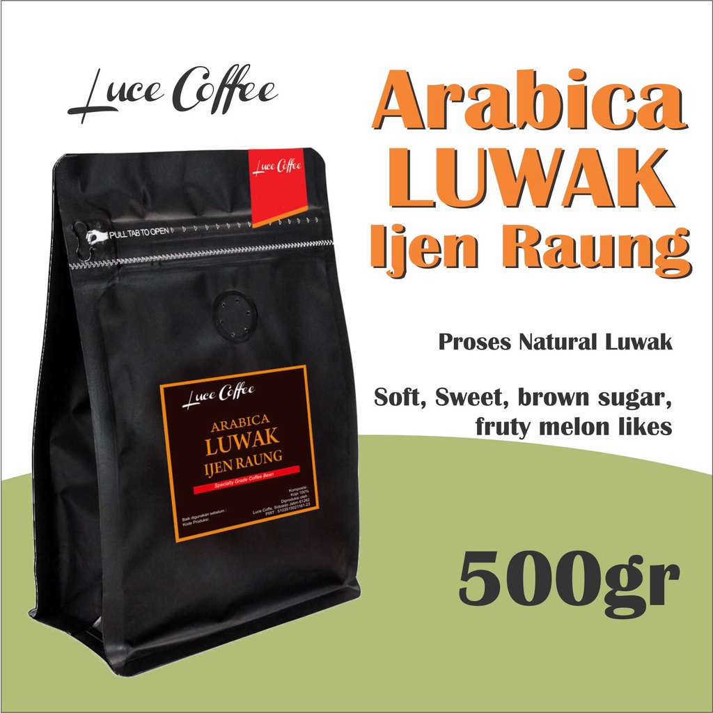 

Luce Coffee, Kopi Arabica LUWAK Ijen Raung 500gr - Biji atau Bubuk, Luce Coffee