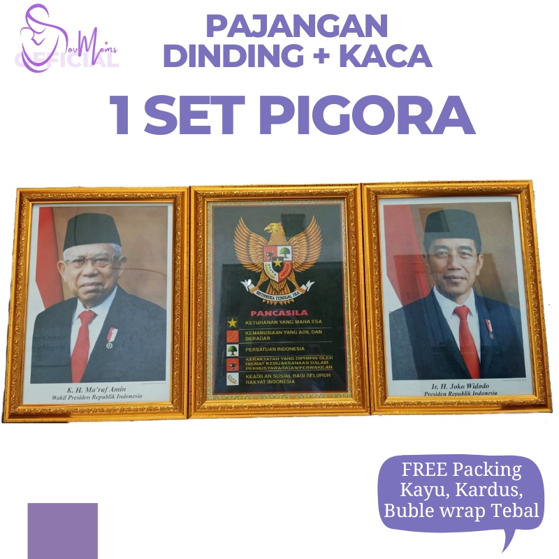 Gambar Presiden Dan Wakil Presiden Pigura Dekorasi Dinding Bahan Polyframe Fiber Poster Foto 1 Set