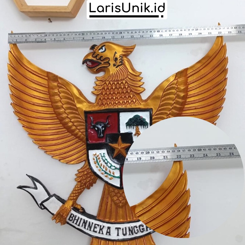 Pajangan Dinding Garuda Pancasila 3D 3 Dimensi Lambang Replika Burung Garuda Indonesia Fiber Gold Besar Ukir 57CM