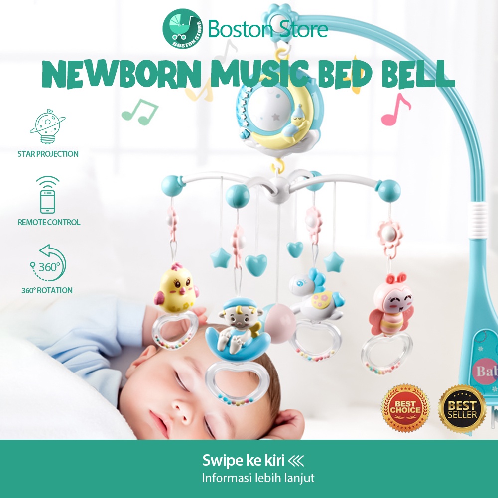 Bostonstore Mainan Box Tempat Tidur Bayi / Mainan Tidur Bayi / Crib Hanging Toys / Box Bayi musik toys Gantung di Tempat Tidur Bayi +Remote / Crib Bell Toys /  Mainan gantungan box ranjang bayi Gantungan tempat tidur bayi baby crib toys baby bed