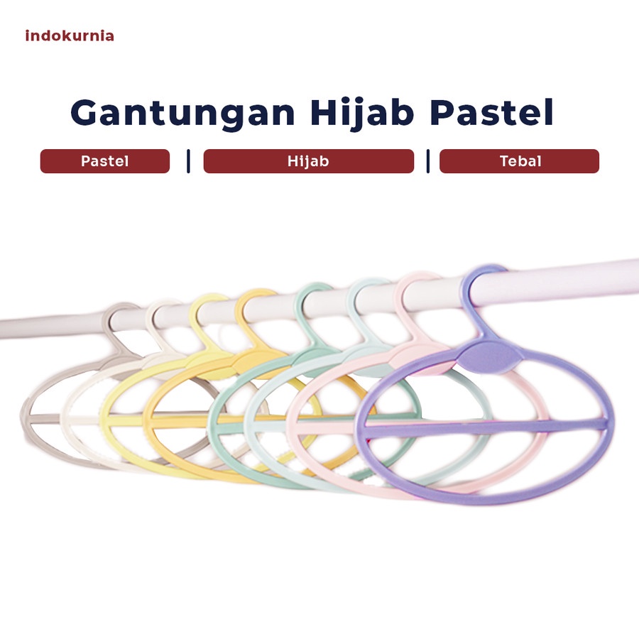 IK - GANTUNGAN HIJAB PASTEL HANGER PASHMINA JILBAB OVAL MACARON PASTEL