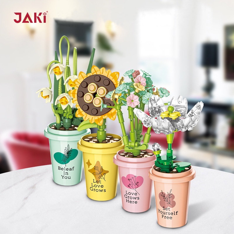 JAKI Nano Block Pot Sukulen Bunga DIY Mini Flower Block Mainan Kreatif Ruang Dekorasi Buket