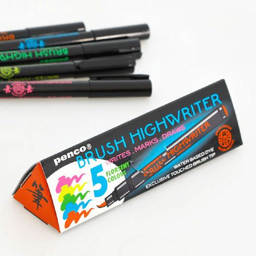 

HighTide Penco Brush Writer Fluorescent Colors Set of 5 Pieces Brush Calligraphy Marker Kaligrafi