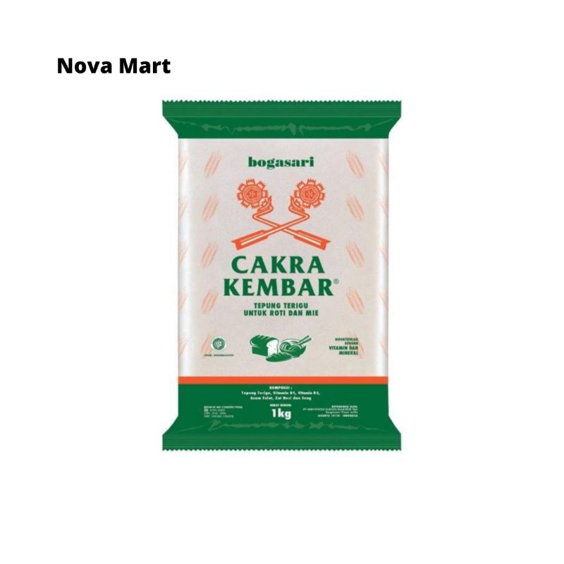 

[TERMURAH] Tepung Terigu Kemasan Cakra Kembar Cap Bogasari 1 KG || Nova Mart