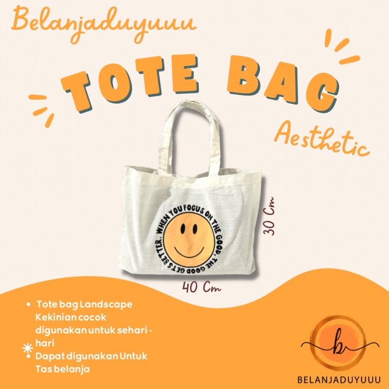 Tote Bag Smile Kuning Tote Bag Serba Guna Tote Bag aesthetic