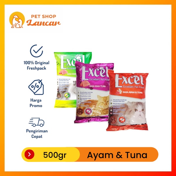 Makanan Kucing Excel Rasa Tuna 500 Gram - Ikan