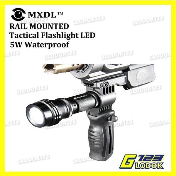 Senter Tactical Flashlight Mounting Grip Metal Airsoft Rifle MXDL 5W