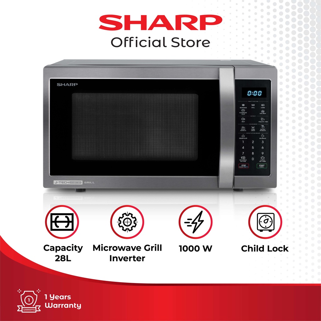 Sharp R-753GX (BS) Microwave Grill Inverter Oven 28 Liter SHARP INDONESIA OFFICIAL SHOP