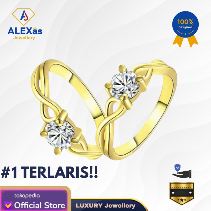 Cincin tunangan berlian eropa natural diamond asli/original emas 18k
