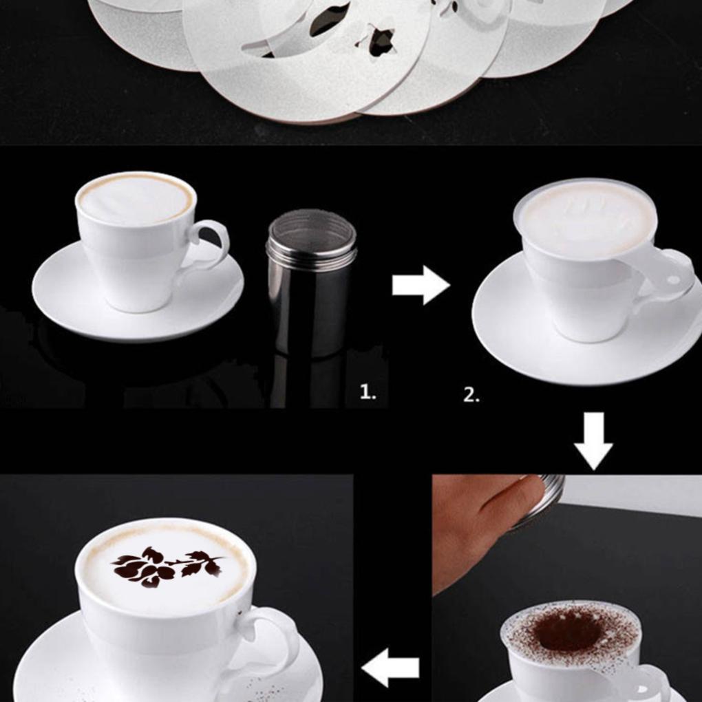 8 Pcs Cappuccino Kopi Stensil Cafe Busa Template Spray Latte Art DIY Cetakan