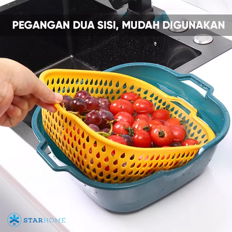 Keranjang Tirisan Sayur Buah Baskom Tirisan Serbaguna Baskom Saringan Sayuran