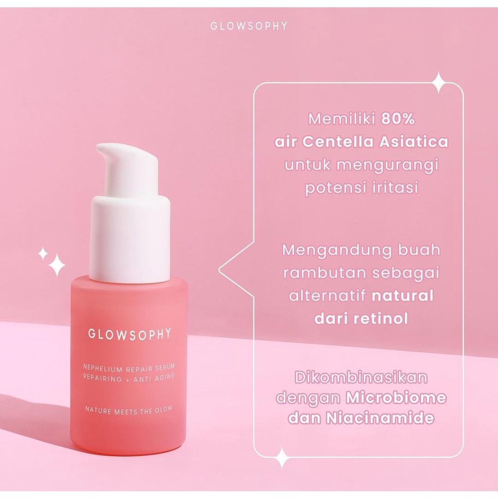 READY! GLOWSOPHY Nephelium Repair Serum 30ml - Serum Alternatif Retinol untuk Anti Aging dan Mengencangkan Kulit Wajah with Niacinamide, Microbiome, dan Ekstrak Rambutan