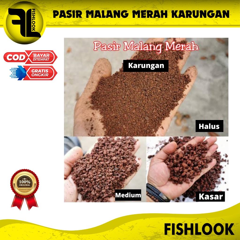 PASIR MALANG MERAH KARUNGAN HALUS MEDIUM KASAR AQUARIUM AQUASCAPE TANAMAN