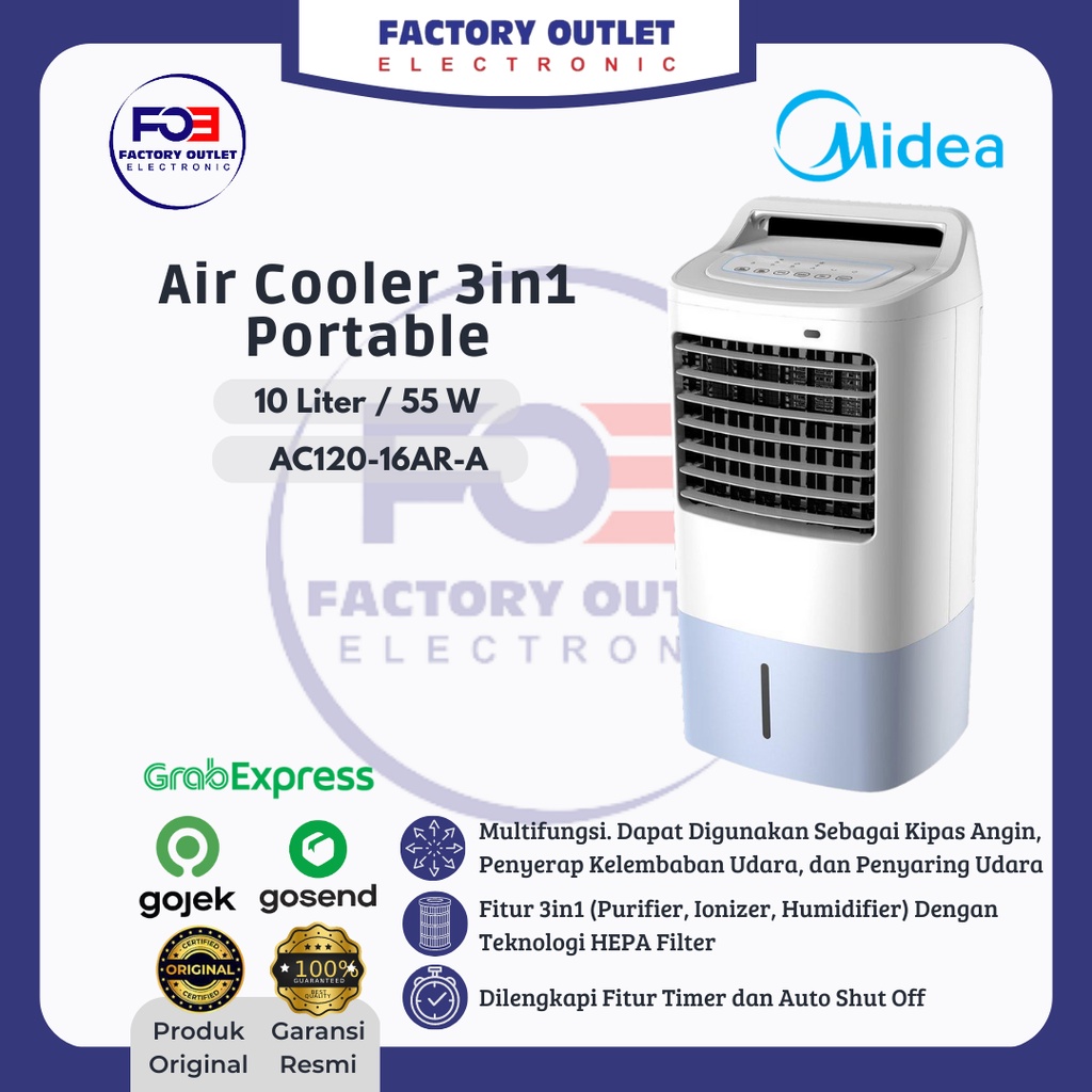 MIDEA AC120-16AR-A Air Cooler Portable Standing 3in1