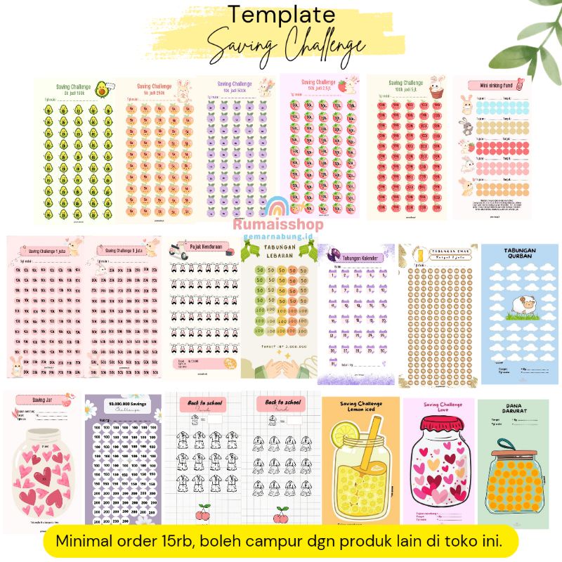 

(1 Lembar) Isi binder A6 saving challenge Tebal 260 gsm (KERTAS SAJA) / kertas menabung A6 / loose leaf